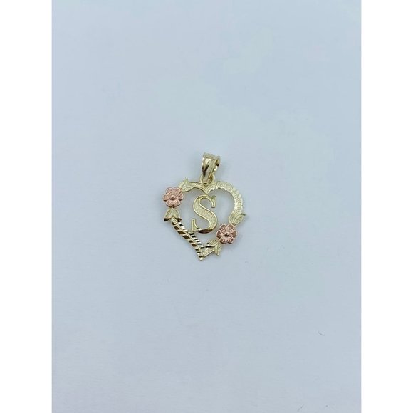 ❤️ Real 10k Gold Pendant Heart Initial S ❤️